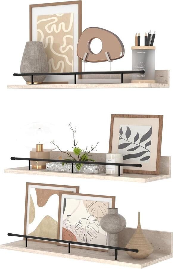 Wandrek multifunctionele planken 3 stuks ivoor