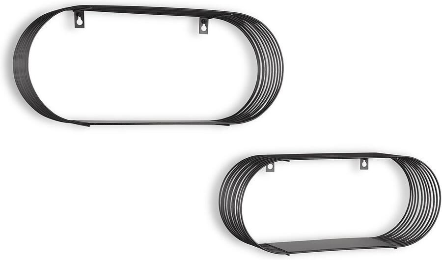 Wandrek Muurplanken Trio Yoelle 2-delig Zwart Metaal