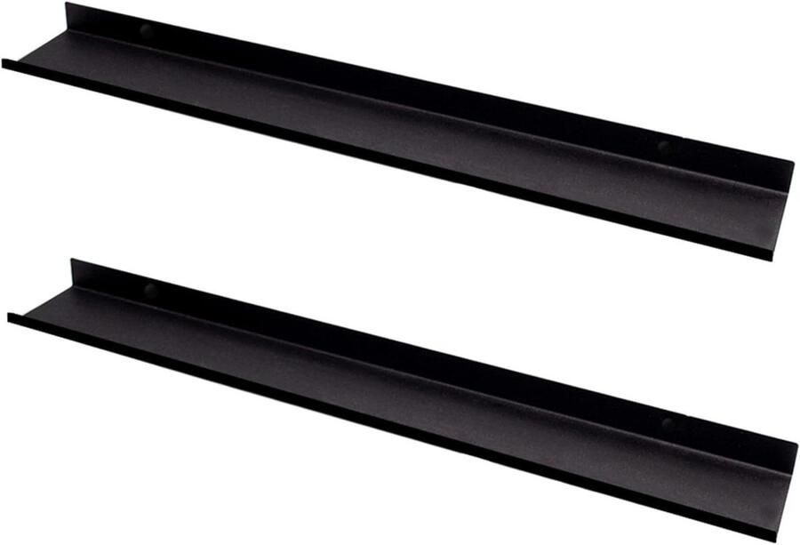 Wandrek om op te hangen 2 zwevende wandplanken 110 cm Zwart voor keuken woonkamer slaapkamer badkamer Metaal (Set van 2)
