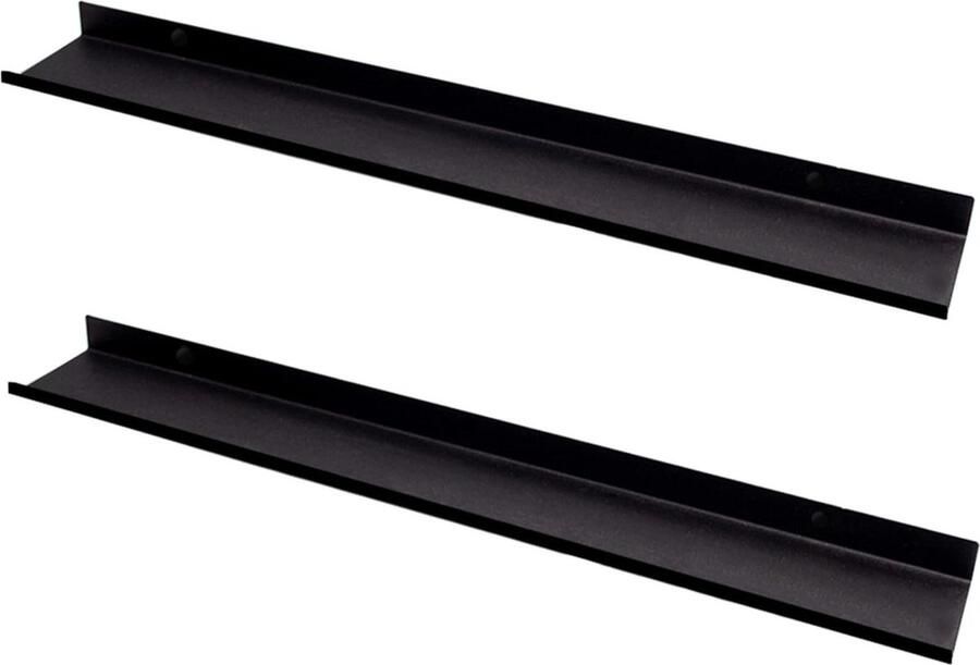 Wandrek om op te hangen Zwevend wandrek van 110 cm Set van 2 stuks Zwart metaal