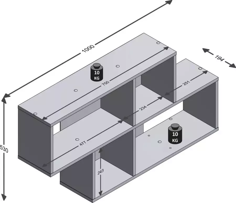 Wandrek Oregon Antraciet Vintage Breedte 100 cm Hoogte 53 cm Diepte 19.5 cm - Foto 2