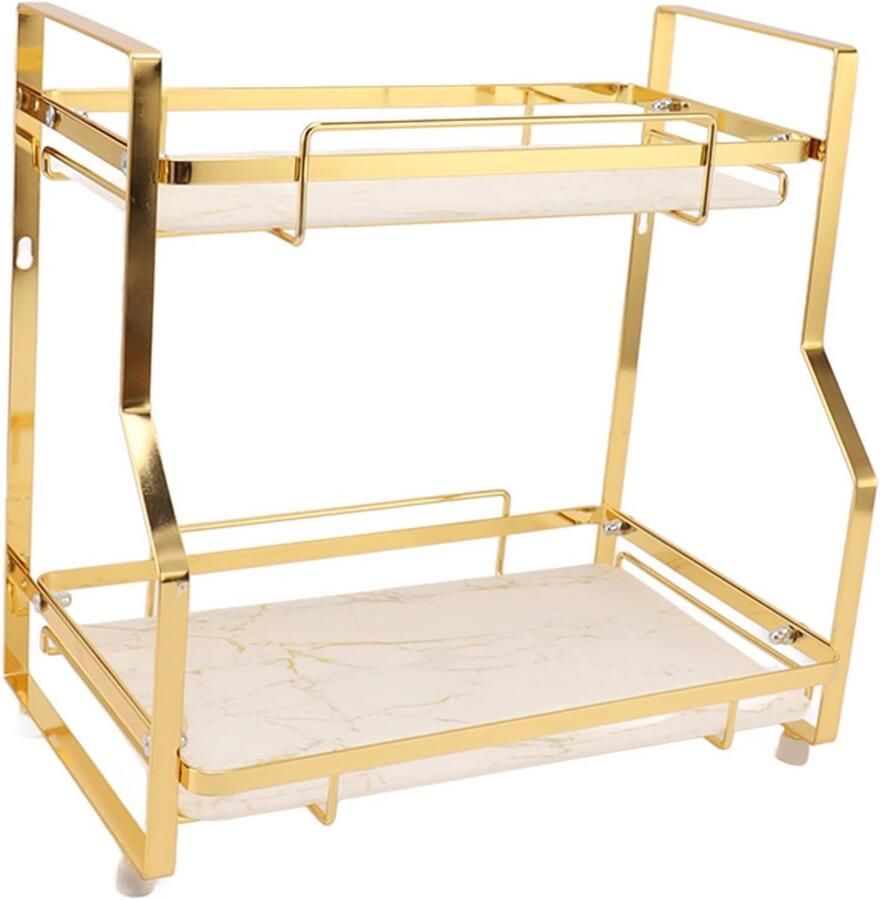 Wandrek Organizer voor Badkamer en Keuken Wit en Goud Eenvoudig Schoon te Maken en Met Sterk Draagvermogen