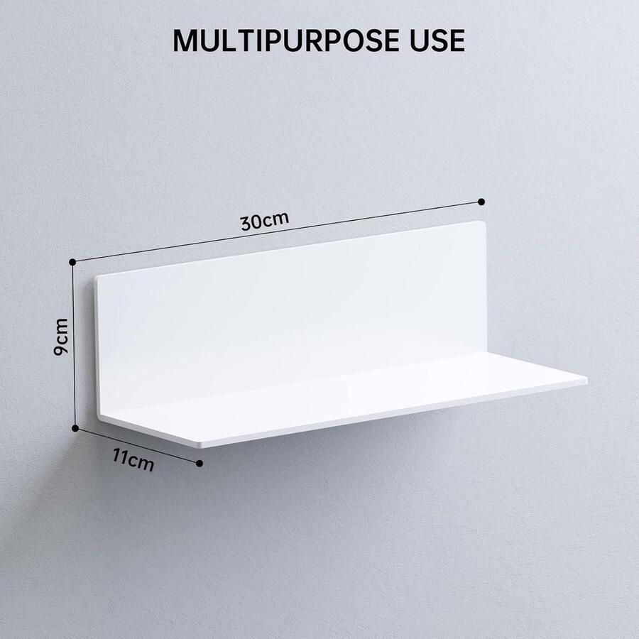 Wandrek- plank voor muren-Wall Shelf-White-c