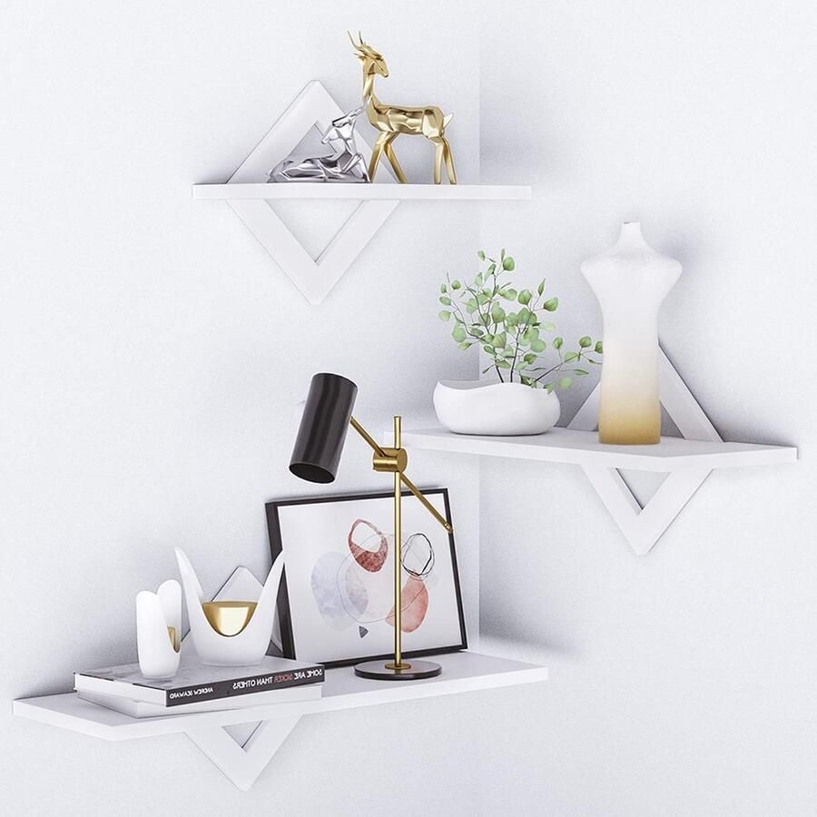 Drijvende planken wandplank voor planten boeken en foto's Set van 3 witte opbergplanken voor woonkamer kantoor slaapkamer badkamer en keuken