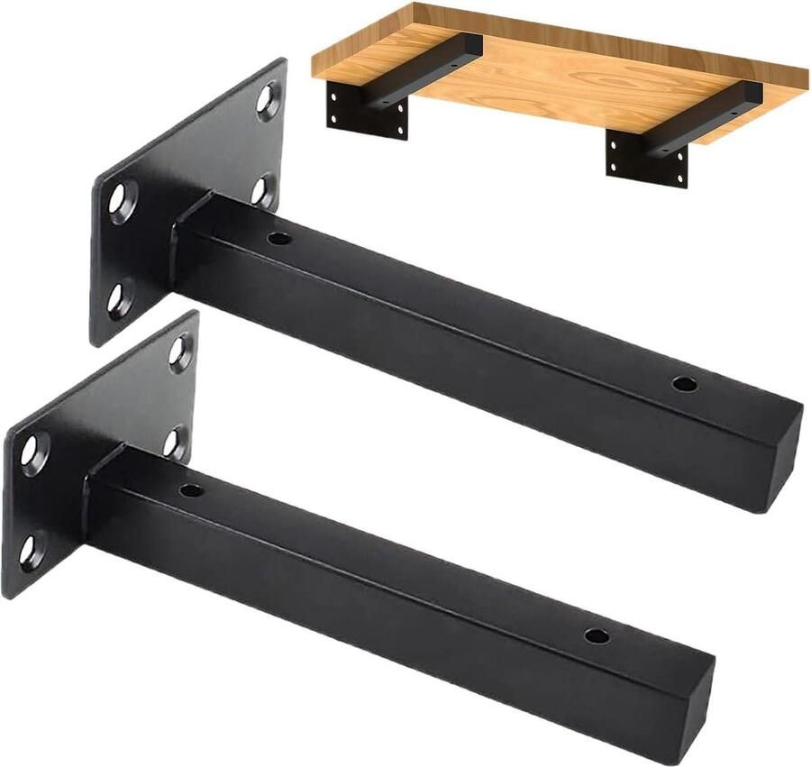 Wandrek Plankhouders Robuust 2 stuks Zwart Metalen 15 cm