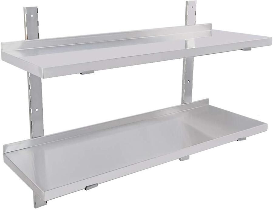 MOOTACO wandplank 2 opbergplanken roestvrijstalen plank keukenplank roestvrij staal voor keuken of thuis restaurant (100 x 30 cm)