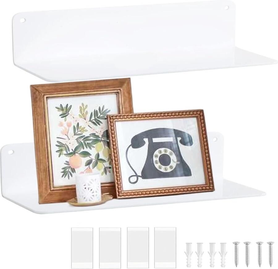 Wandrek Ruimtebesparend Set van 2 Wit Hoogwaardig acryl