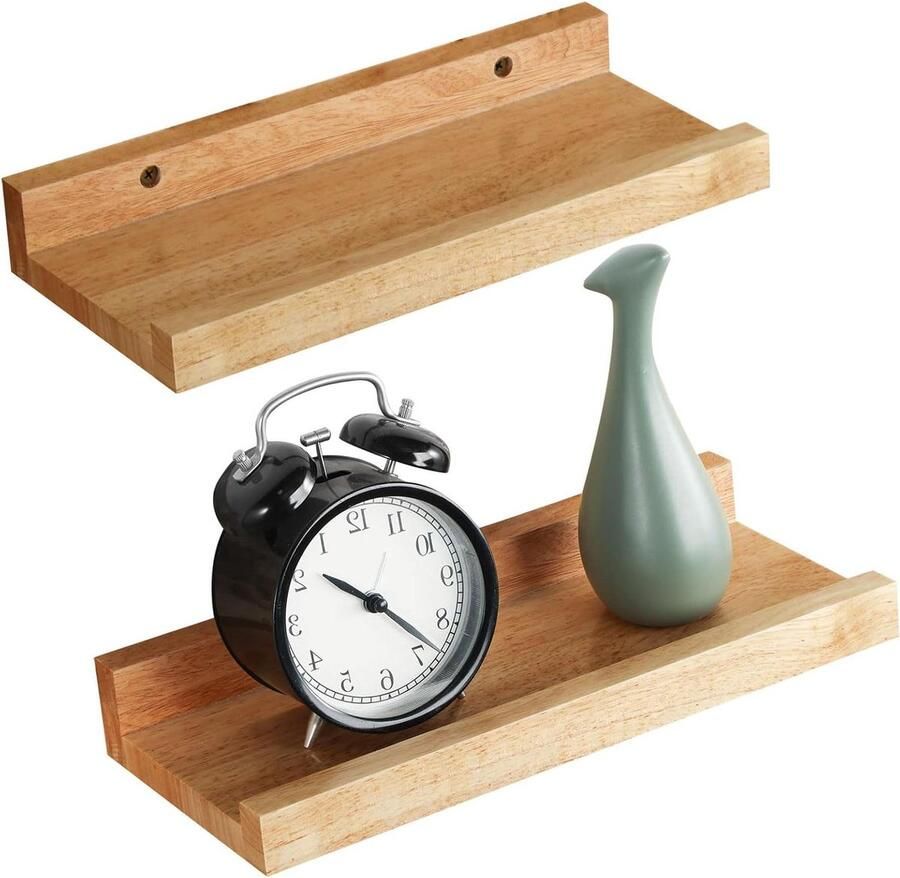 Wandrek set van 2 zwevende plank geschikt voor woonkamer en keuken 30 cm houtkleur