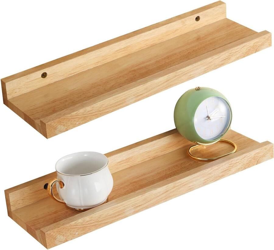 Wandrek set van 2 Zwevende planken Multifunctioneel 40 cm Houtkleur