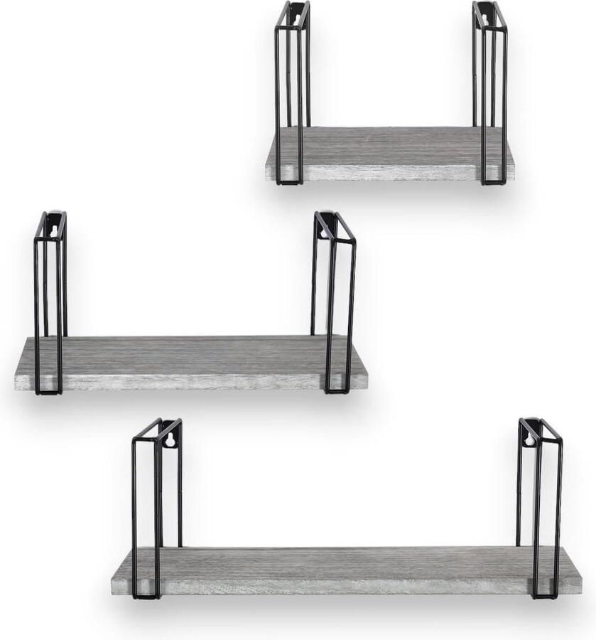 Wandrek Set van 3 Modern Decoratief Hangrek voor Woonkamer Grijs 43 33 23 cm