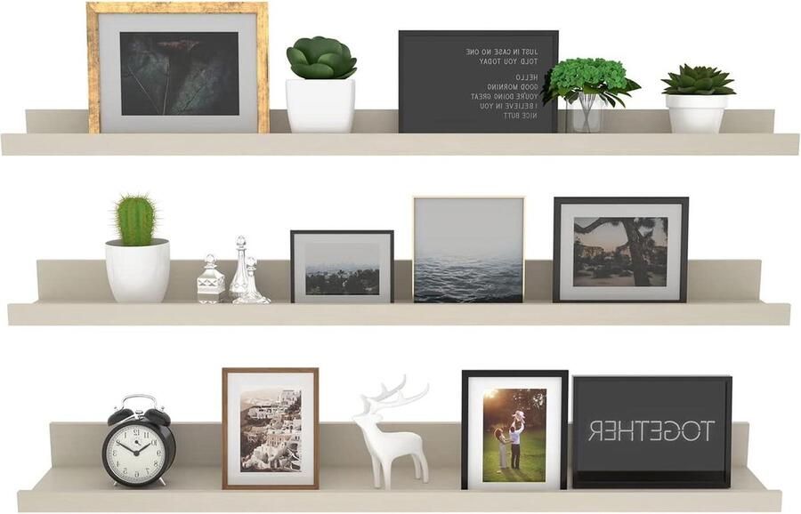 Wandrek Set van 3 Off-wit Hout 90 cm