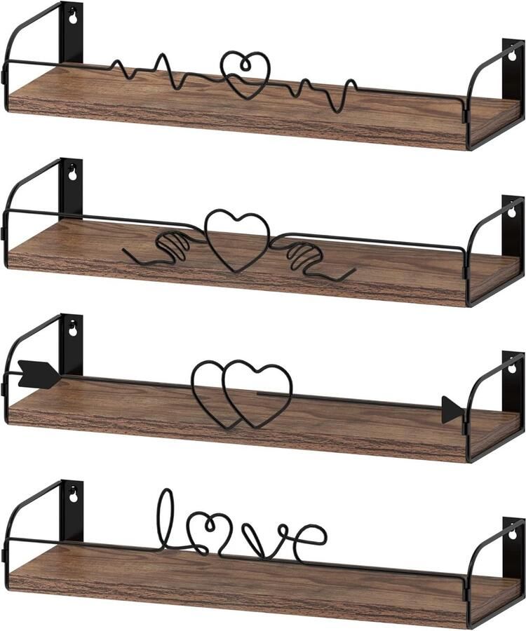 Wandrek set van 4 Ruimtebesparende en robuuste wandplanken voor keuken woonkamer en slaapkamer