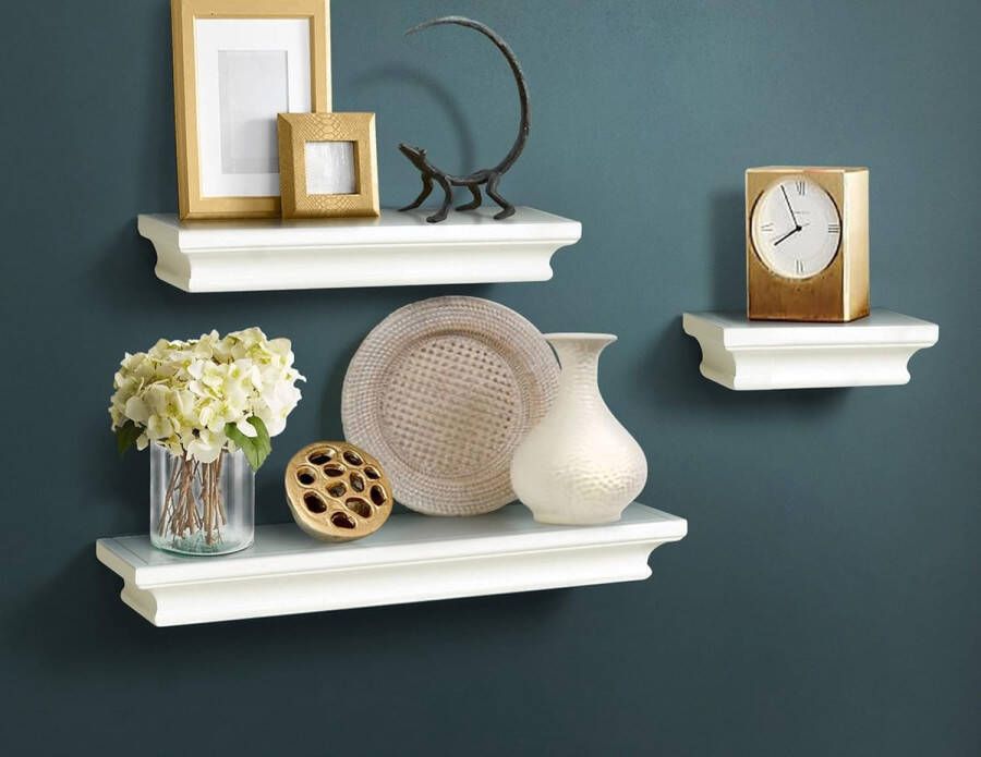 Wandrek twee foto's voor foto's MDF-hout wit-3 set van 3