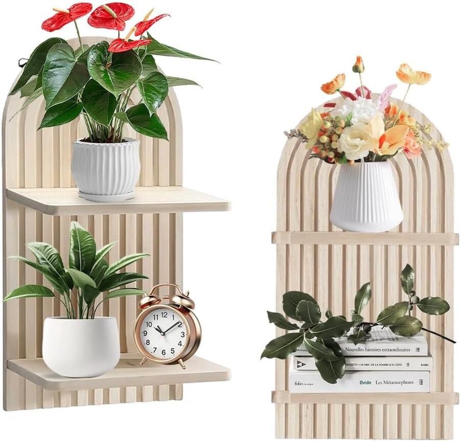 Wandrek van hout boho wanddecoratie voor kinderkamer balkon badkamer slaapkamer (2 stuks)
