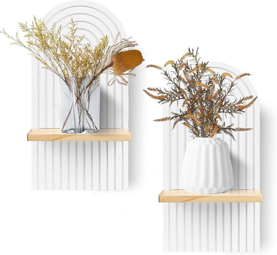 Wandrek van hout Boho wanddecoratie voor woonkamer en slaapkamer Wit