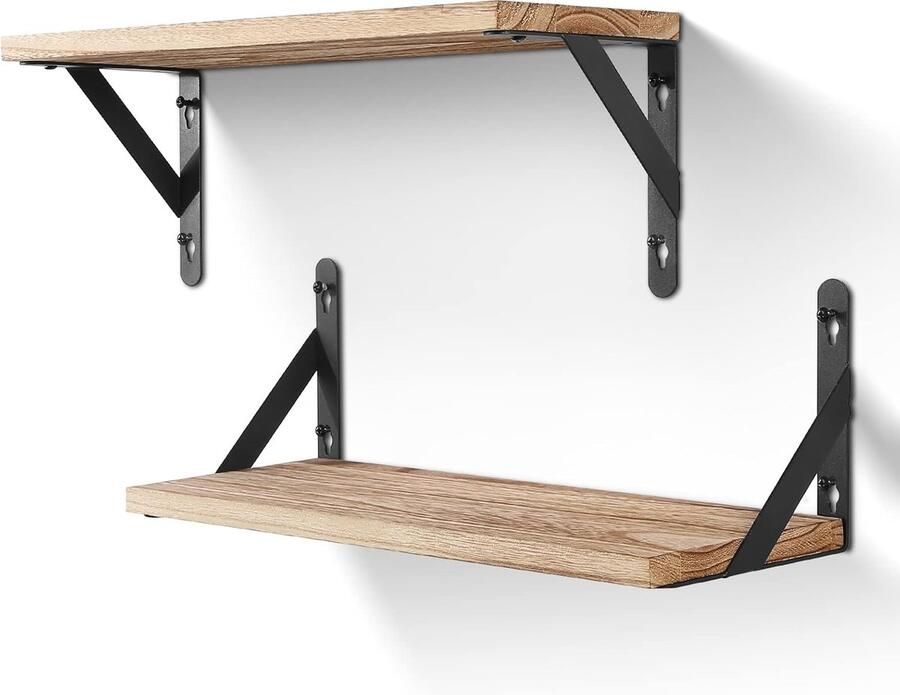 Wandrek van hout decoratieve planken 2-delige set 42 5 cm hout