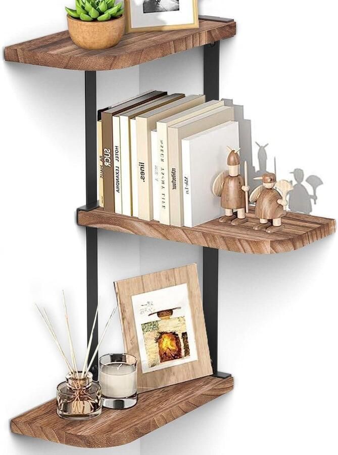 Wandrek van Hout Decoratief en Functioneel Set van 3 Hout Verschillende Afmetingen