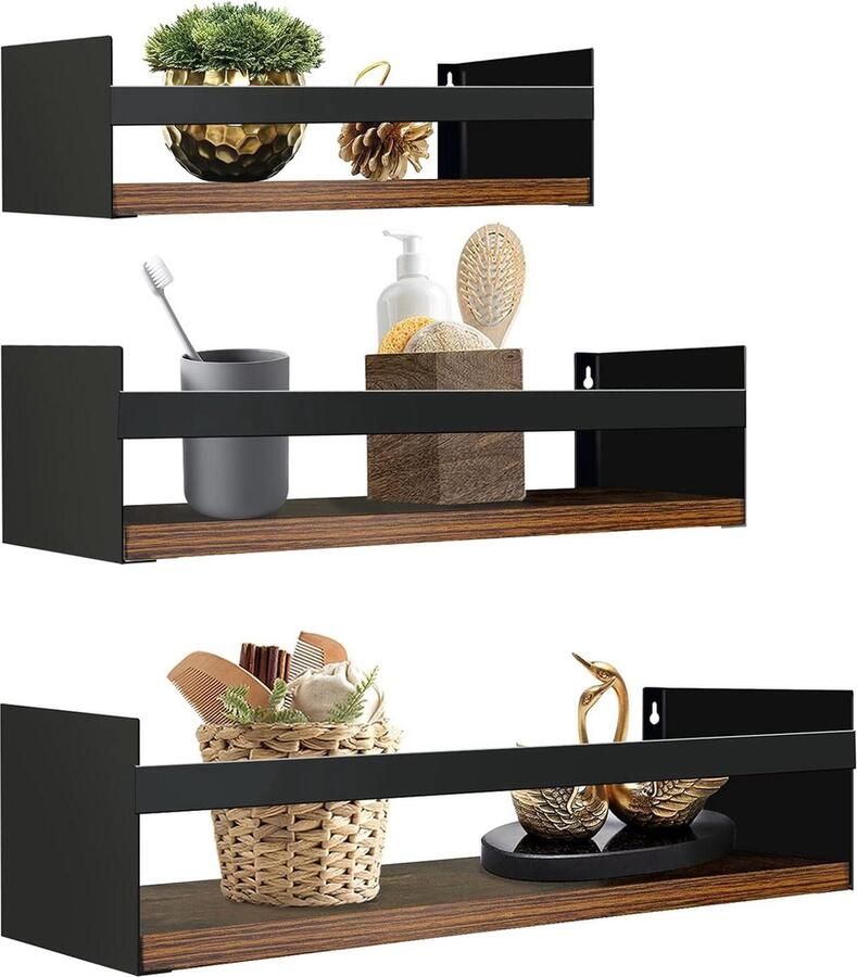 Wandrek van Hout en Metaal Geschikt voor Keuken en Badkamer 1 Stuk Hout Metaal Multi-functioneel