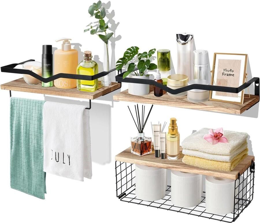 Wandrek van Hout Rustiek en Functioneel Set van 3 Hout