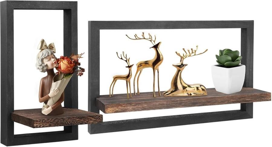 Wandrek van massief hout stijlvol en ruimtebesparend set van 3