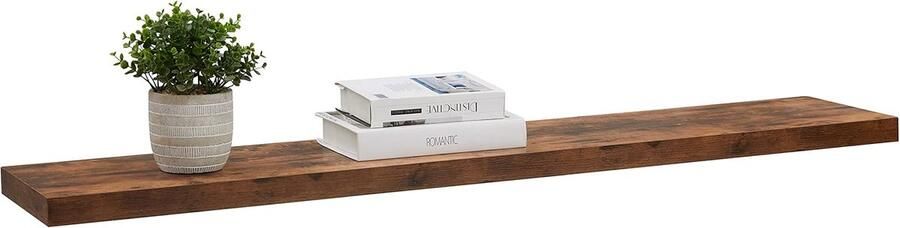 Wandrek voor boeken foto's en decoratie Zwevende Plank 140 cm Industrieel Design Rustiek Bruin