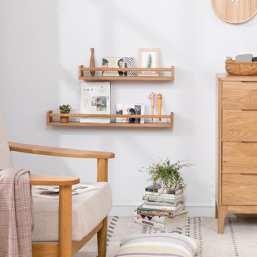 Wandrek voor kinderkamer boekenplank 1 stuk eiken 50 x 10 cm