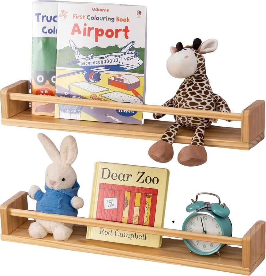 Wandrek voor kinderkamer 60 cm boekenkast voor kinderen wandset van 2 massief hout wandplank fotolijst houten zwevende planken voor tijdschrift kinderkamer woonkamer slaapkamer