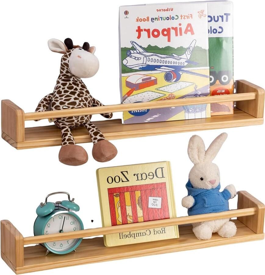 Wandrek voor kinderkamer boekenplank massief hout 2 stuks 40 cm