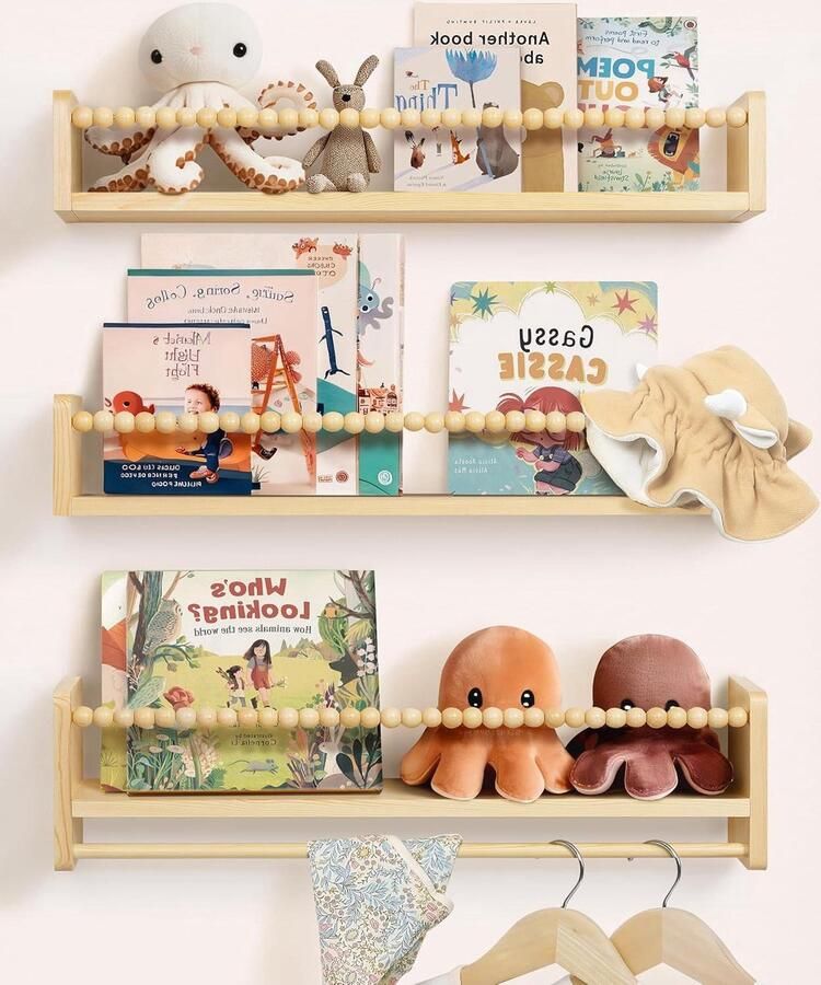 Wandrek voor Kinderkamer Zwevende Rekken Set van 3 Hout 58 cm