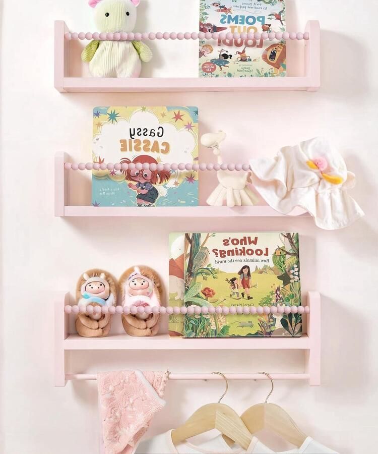 Wandrek voor kinderkamer zwevende rekken set van 3 roze