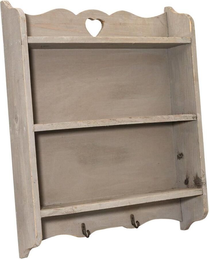 Wandrek voor kruiden Zwevend Keukenrek in Shabby Chic Stijl Hout en Metaal 2 Planken 38 5 x 48 x 8 cm