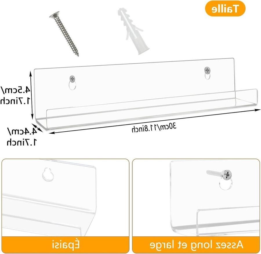 Wandrek voor vinylplaten 8 stuks Transparant Eenvoudig 305 x 43 x 43 cm