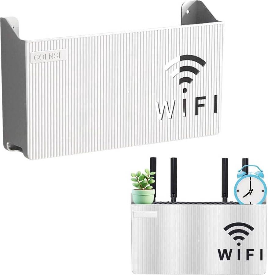 Wandrek voor wifi-router wifi-opbergdoos wandrek multifunctioneel rek voor router kabelorganizer box (wit)