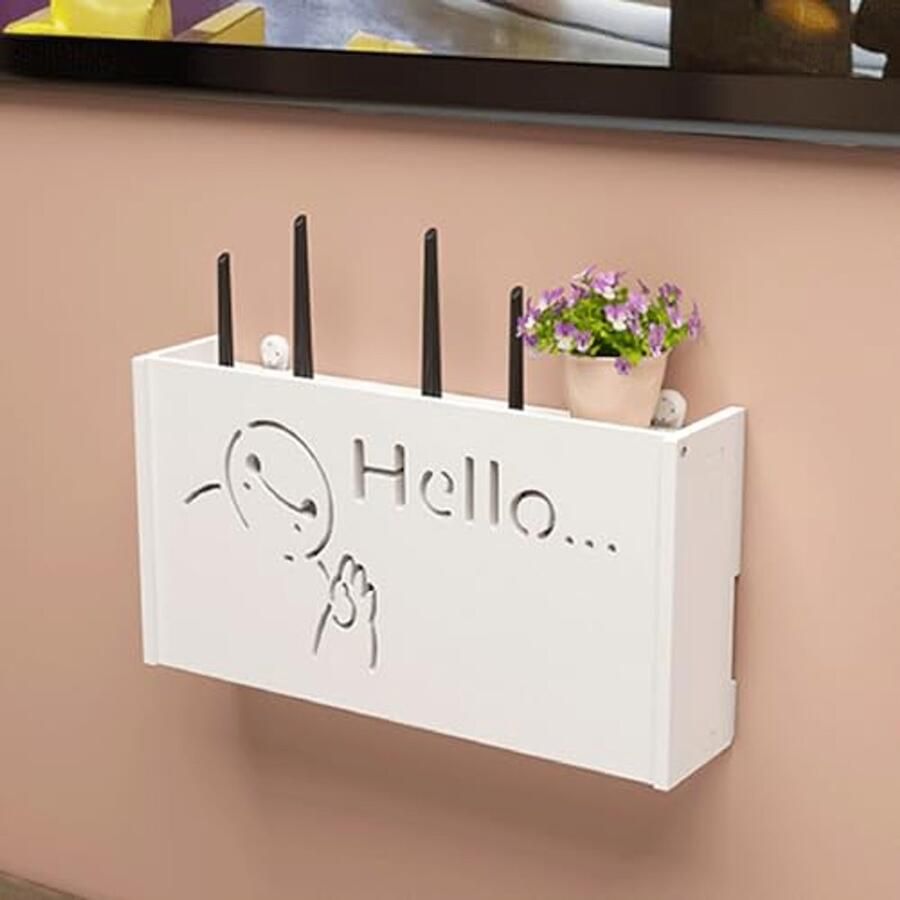 Wandrek voor WiFi-router zonder boren Decoratieve Wandplank voor Thuis en Kantoor