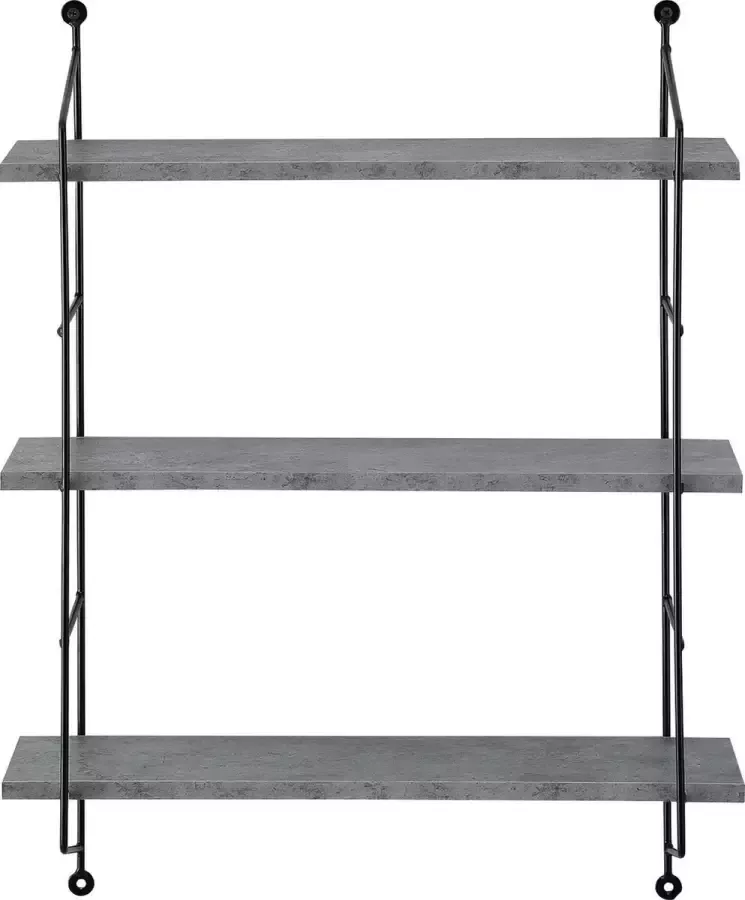 Wandrek Wandplank Met 3 planken MDF & staal Beton kleurig Afmeting (LxBxH) 60 x 23 5 x 63 5 cm