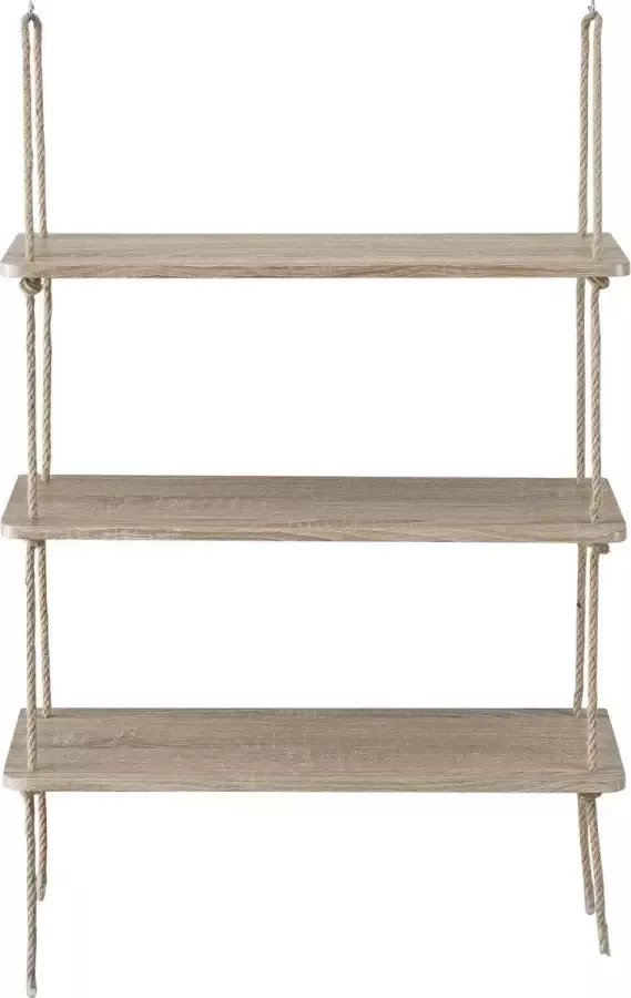 Wandrek Wandplank Met 3 planken MDF & touw Hout kleurig Afmeting 1 plank (LxB) 60 x 23 5 cm