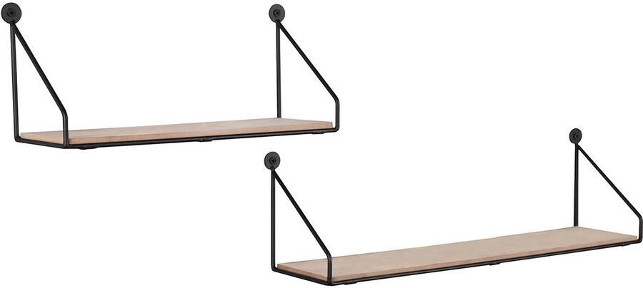 Wandrek Wandplanken Trio Anap 2-delig Zwart Hout Metaal - Foto 6