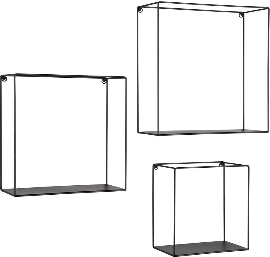 Wandrek Wandplankenset Trio Atika 3-delige wandplanken Zwart Metaal