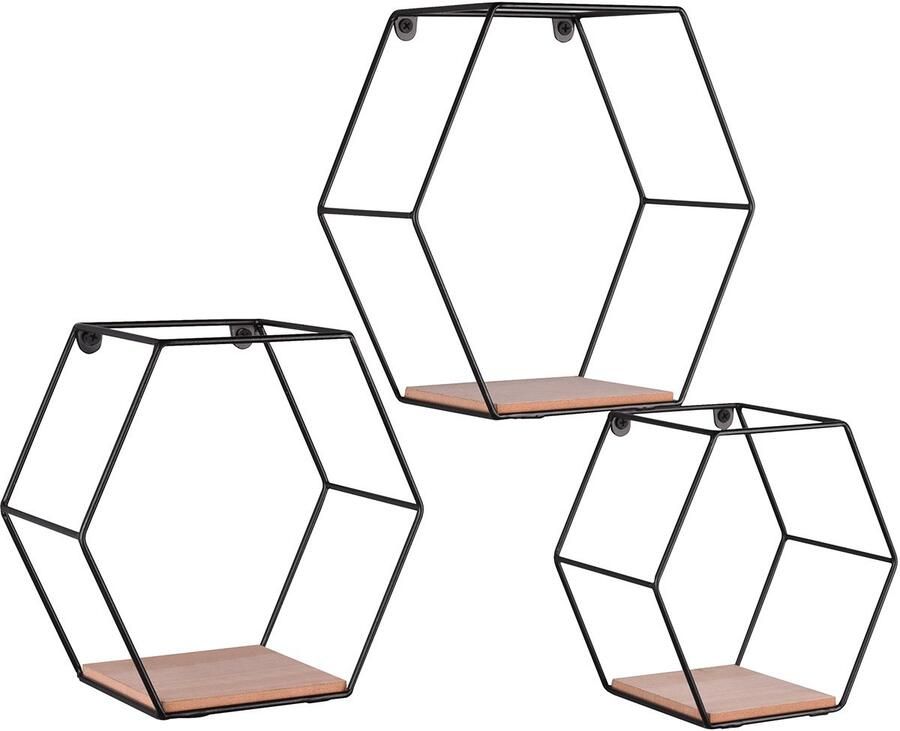 Wandrek Wandplankenset Trio Avea 3 stuks Rek Zwart MDF - Foto 2