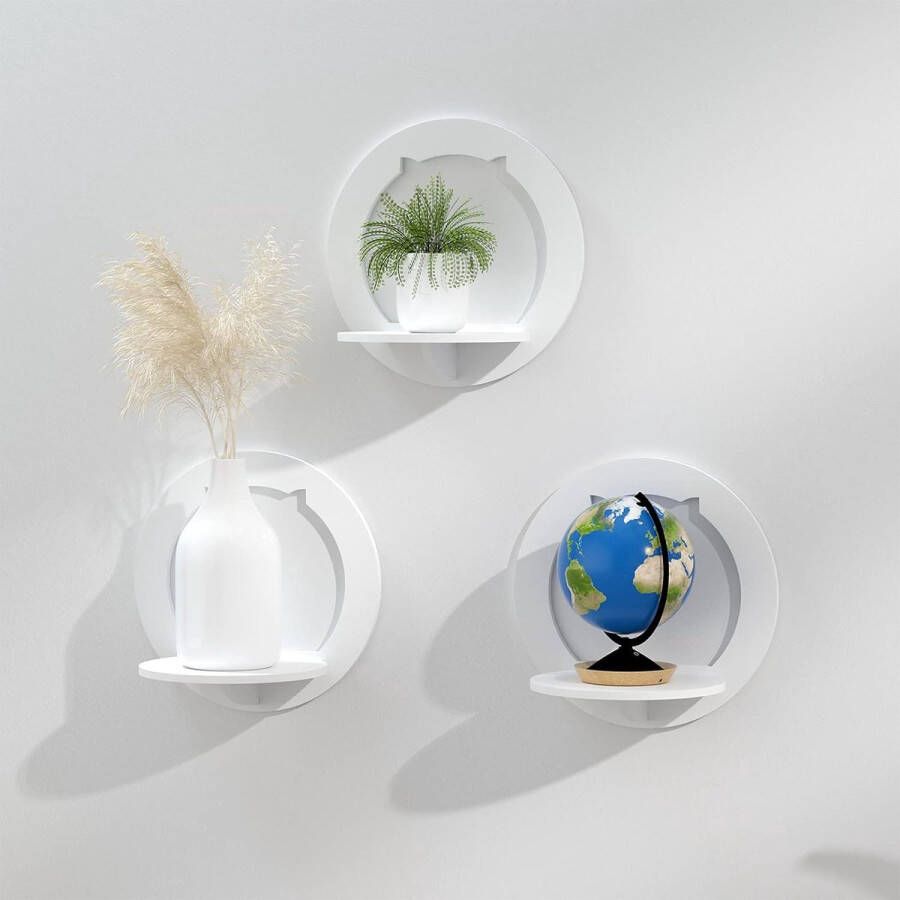 Wandrek wit 3-delige set zwevend rek wit eenvoudige montage 29 x 29 x 18 cm pvc praktische en decoratieve plank voor kinderkamer badkamer woonkamer slaapkamer enz