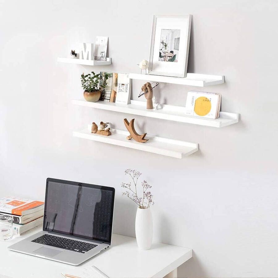 Wandrek wit 40 cm fotolijst wit massief eikenhout zwevend rek voor fotolijsten en decoratie voor slaapkamer keuken werkkamer