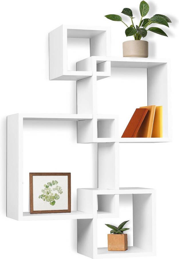 Wandrek wit elegant zwevend rek kubusrek duurzaam MDF praktisch en ruimtebesparend veelzijdig inzetbaar ideaal als badkamerdecoratie woonkamer decoratie slaapkamer
