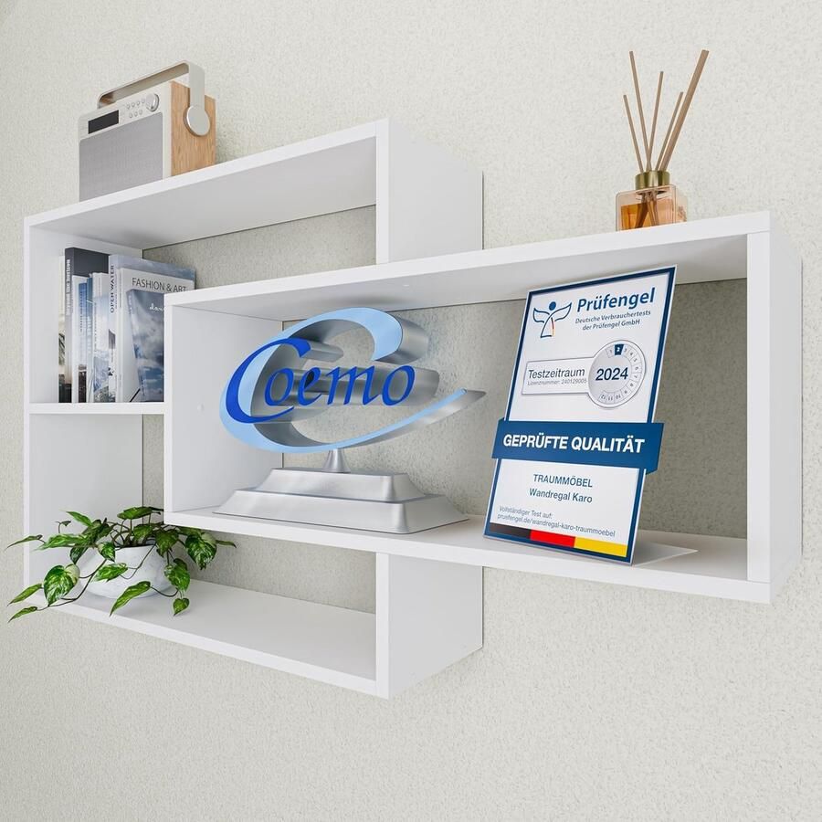 Wandrek Wit Elegant Zwevend Rek voor Boeken en Decoratie