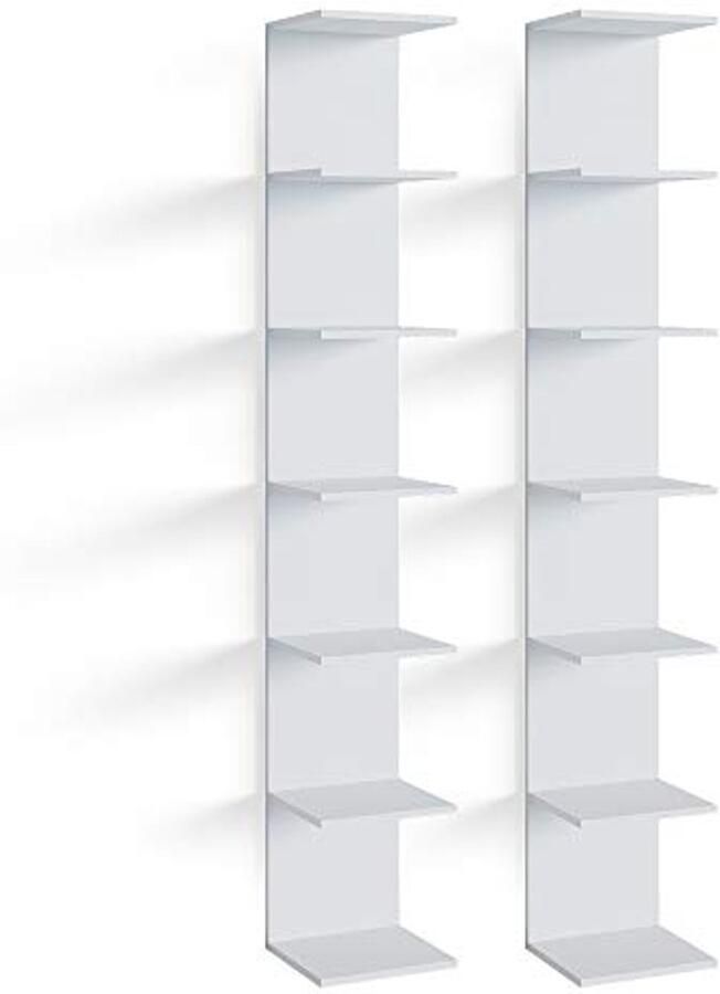 Wandrek Set van 2 Hangplank Wit 28 x 190 cm Ruimtebesparend Design
