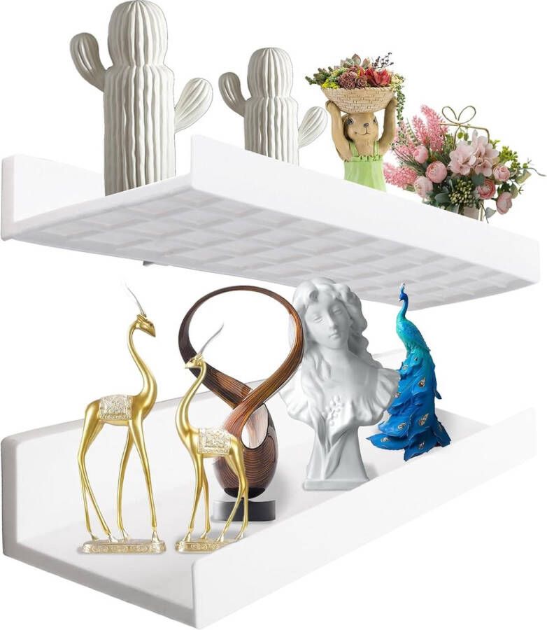 Wandrek wit set van 2 stuks acryl om te plakken in plaats van boren voor boeken en foto's woondecoratie wandplank voor keuken badkamer kantoor woonkamer