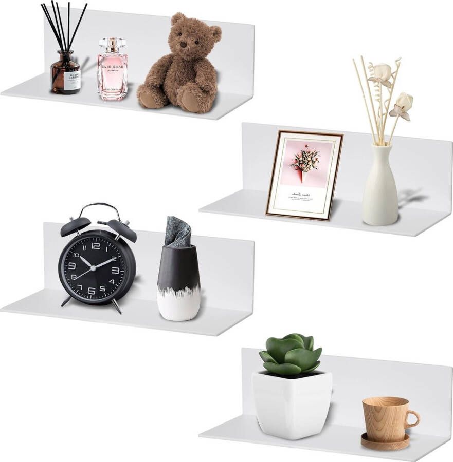 Wandrek wit zonder boren zwevend wandrek acryl wit set van 4 voor badkamer en keuken plank voor woonkamer slaapkamer kantoor