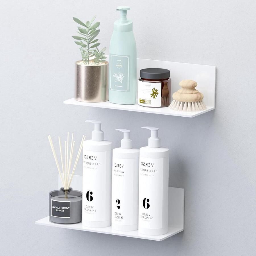 Wandrek zonder boren Zwevend acryl rek Set van 2 Wit 30 cm