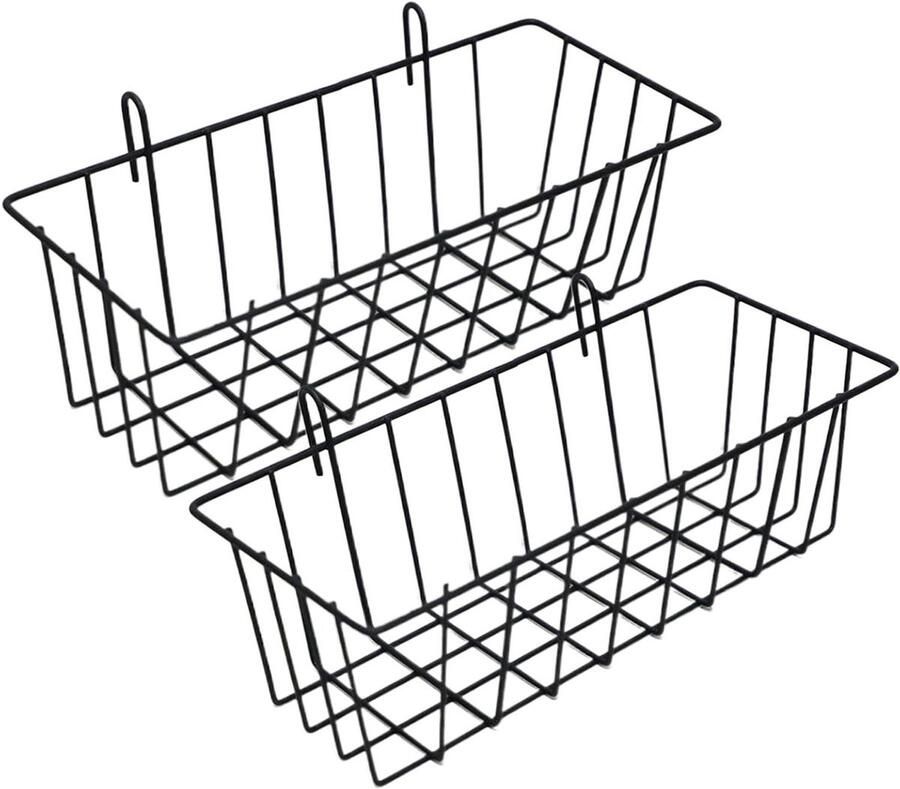 Wandrek zonder boren 2 stuks draad wandmand manden rooster wandorganizer voor wandrooster fotowand (zwart)