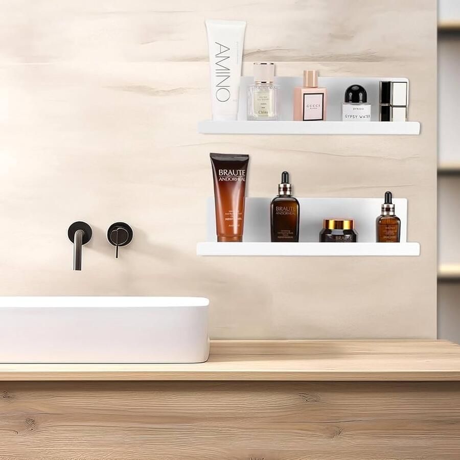 Wandrek zonder boren wanddecoratie set van 4 wit kunststof