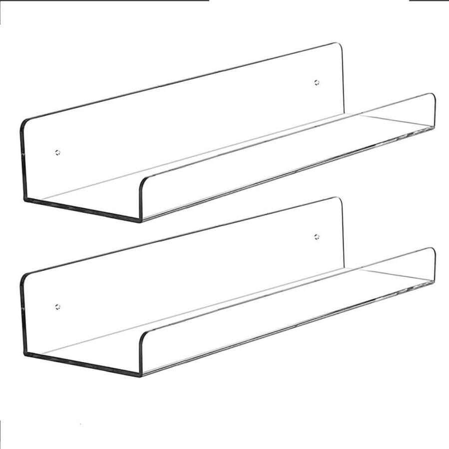 Wandrek zonder boren zwevend rek set van 2 wit acryl planken voor boeken en foto's woondecoratie wandplank voor keuken badkamer kantoor woonkamer 38 1 x 10 9 x 7 6 cm